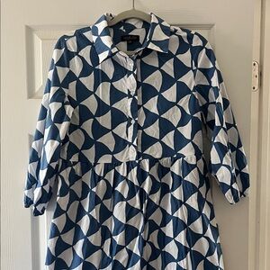 Rachel Zoe Navy and White Geometric Maxi Dress